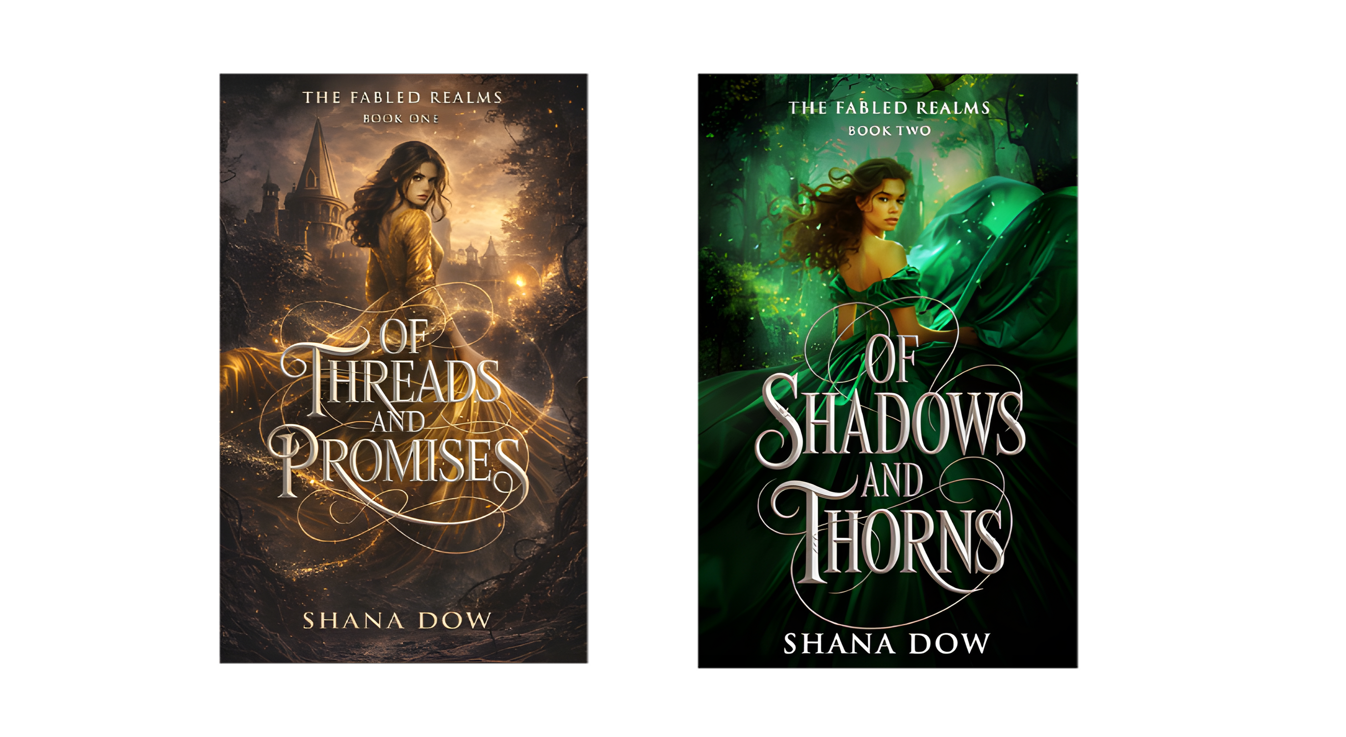 Book covers for The Fabled Realms series by Shana Dow, featuring fairytale-inspired young adult fantasy romance novels.